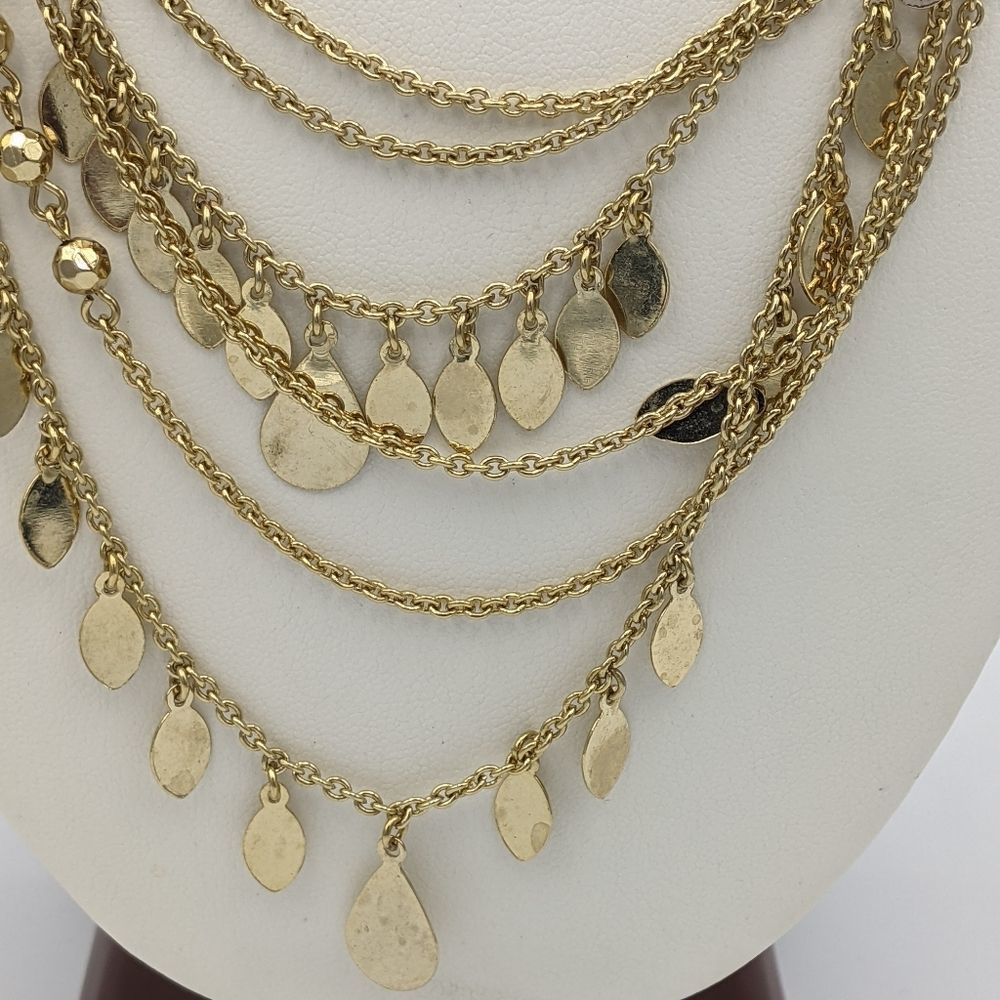 Z Gold Tone Multi Strand Chain Beaded Necklace